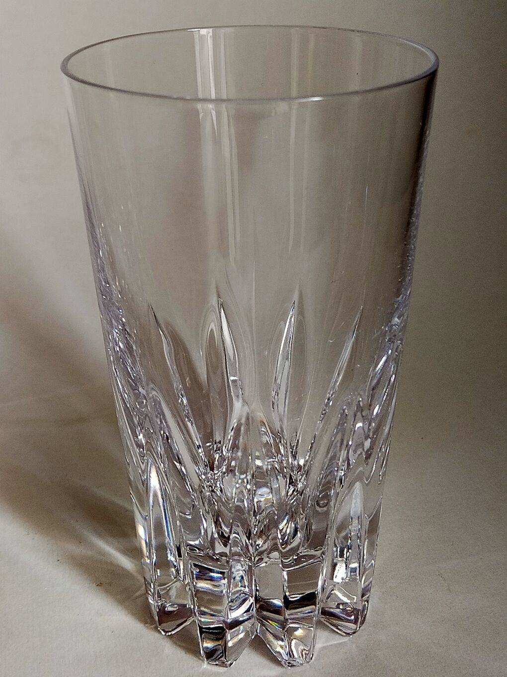 Six vintage crystal juice glasses, three large, three medium
