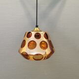 Hanging lamp, from the 80-90s, Danish Space Age style, and made of glass with a kind of alloy on.
