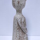 ceramic candle holder with crowned head signed P