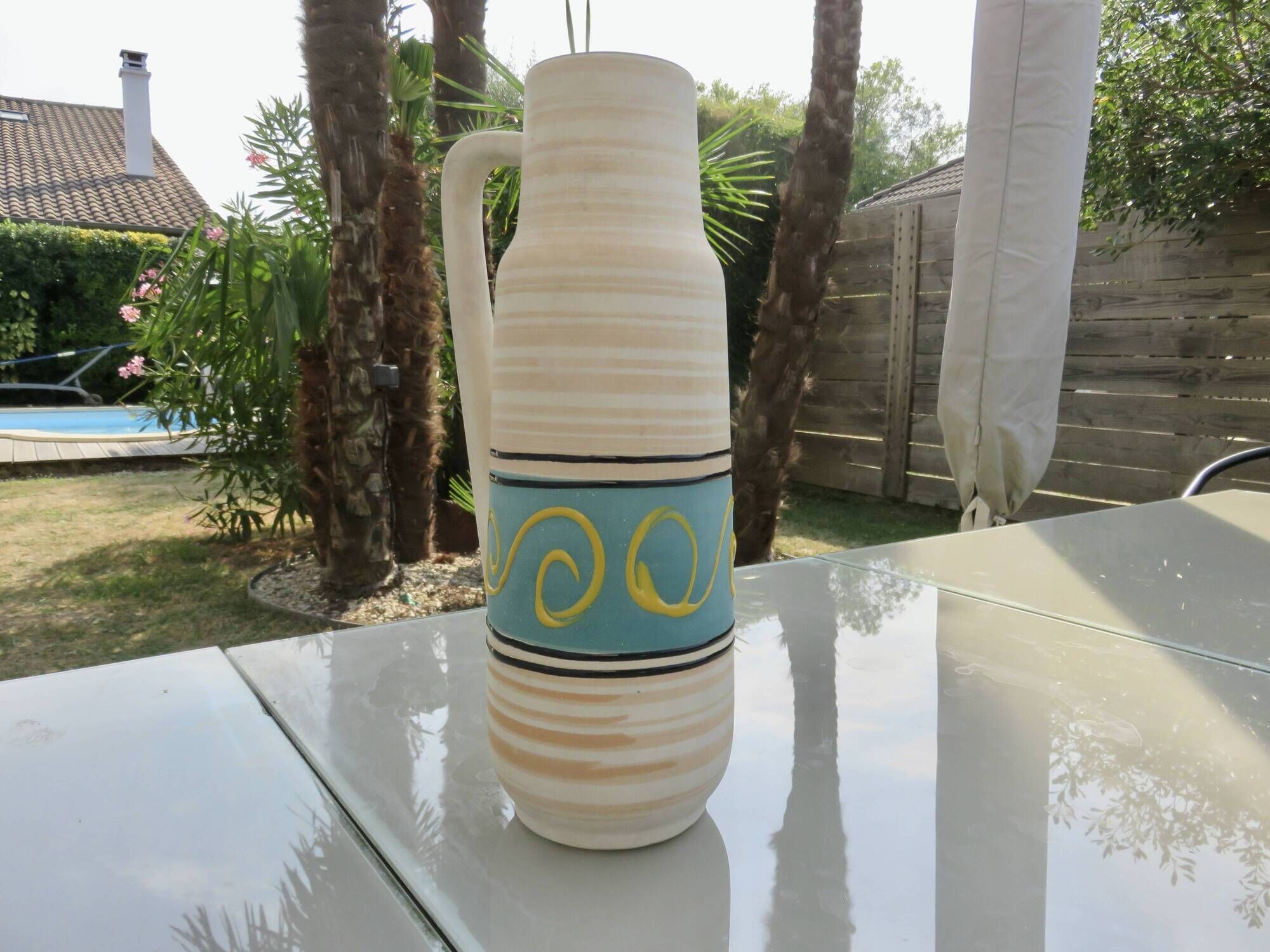 Ceramic vase with handle "W.Germany" 1970s