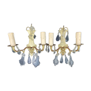 Paire d'appliques bronze - pampilles