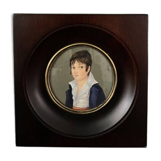 Miniature Almaric portrait de jeune homme milieu XXe