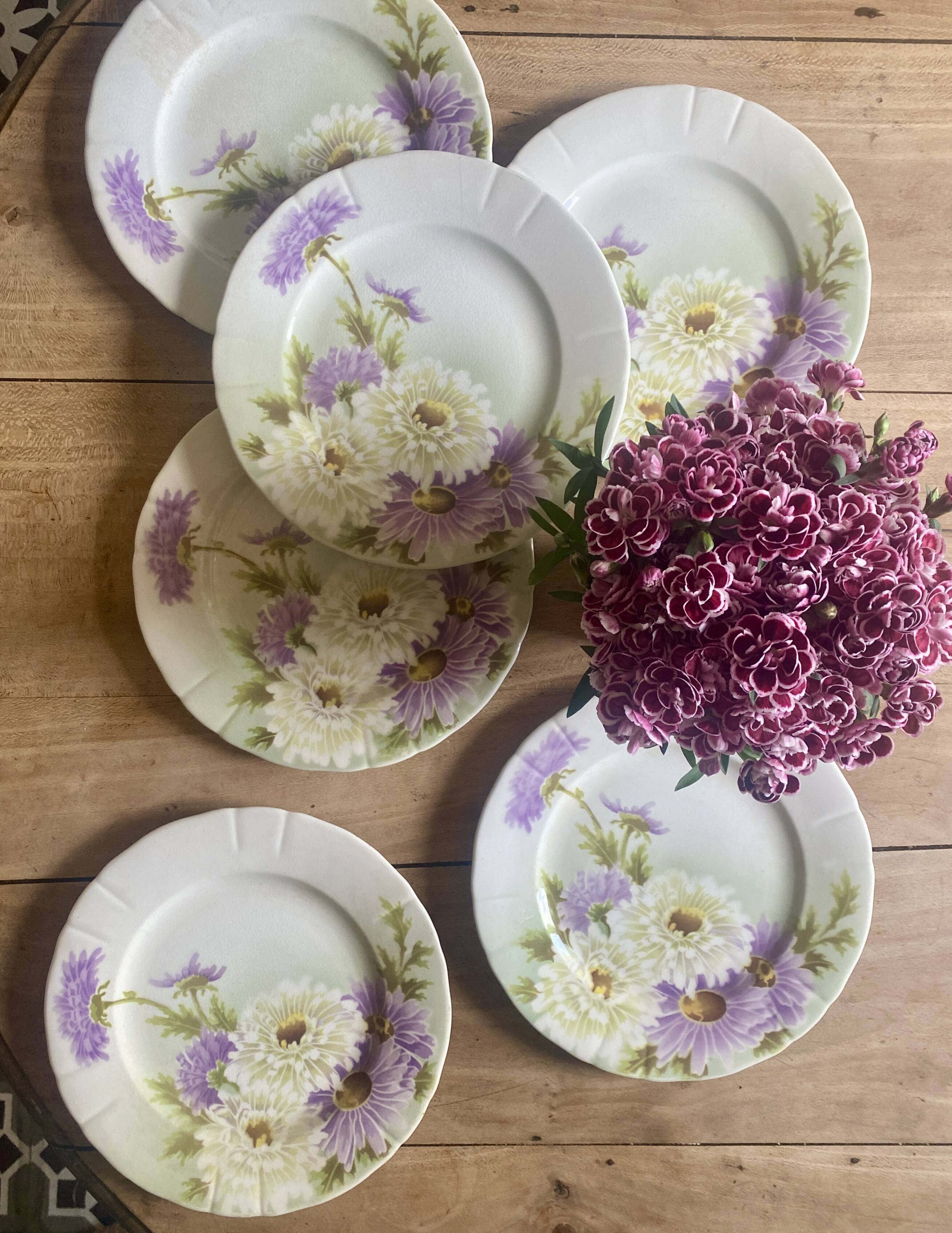 Set of 6 old flat plates - Reine Marguerite de KG Lunéville -