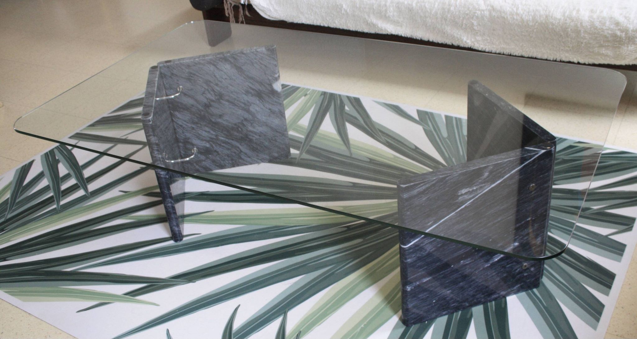 Ikea marble and glass coffee table 1980