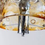 Large Vintage Murano Glass Ceiling Lamp by Toni Zuccheri for Mazzega, Clear & Amber Glass with Chrome, Italy 1970s