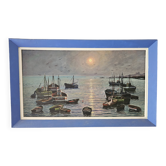 Oil painting on canvas - Marine Sailboats Signed M Labarde 54cm x 89cm