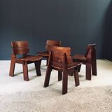 Constructivist Oak Dining Chairs, Belgium, 1960s, Set of 4