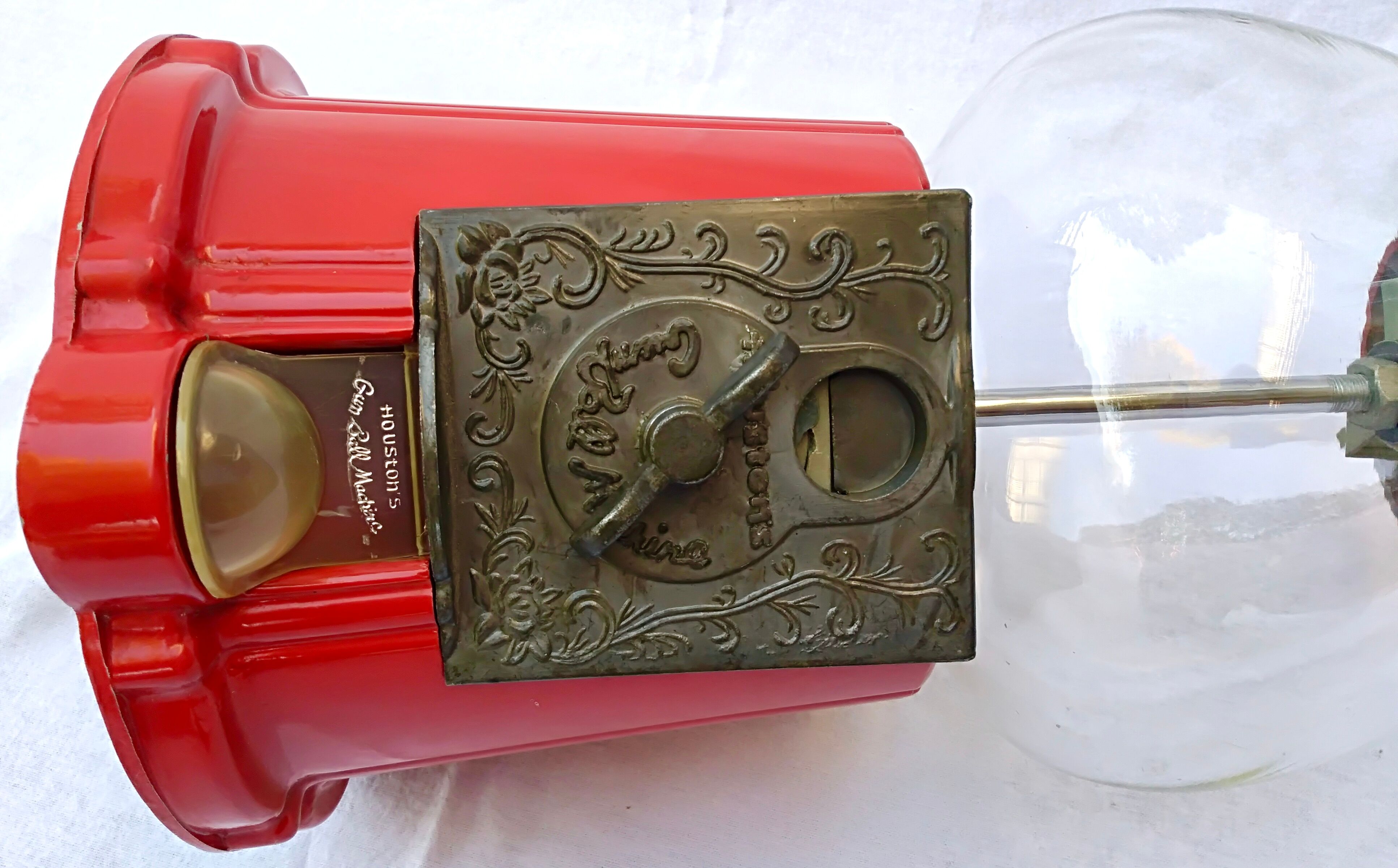 Candy, chewing gum, peanut glass and metal dispenser