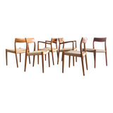 Chaises danoises en teck Mid-Century par Niels O. Møller # 77 & 57 Set de 6