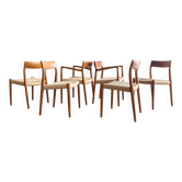 Chaises danoises en teck Mid-Century par Niels O. Møller # 77 & 57 Set de 6