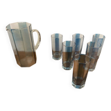 OCTIME Octagonal Orangeade Carafe with Molded Glass and 6 Wine Glasses