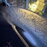 Hollow serving dish – molded pink crystal – sweden