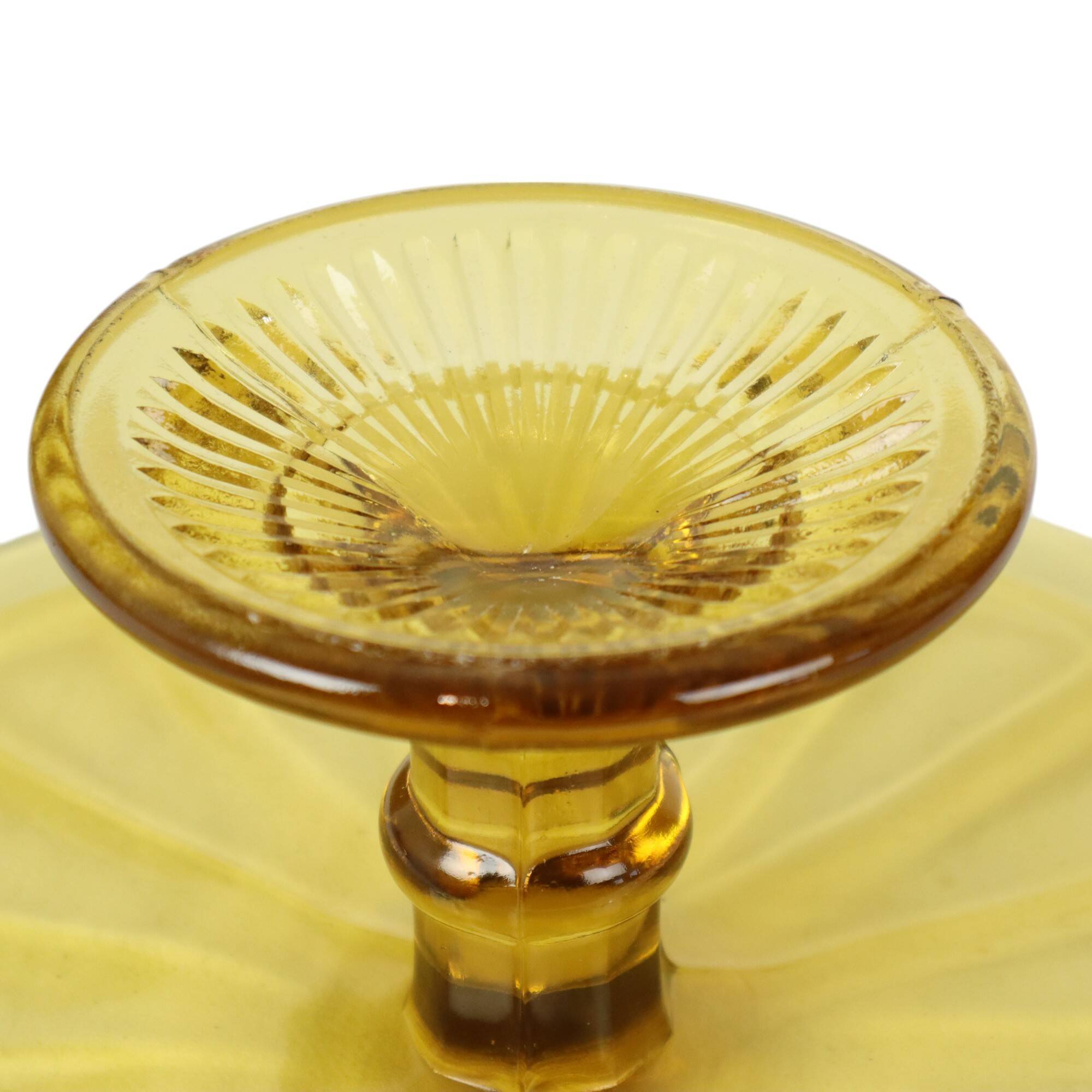 Art Deco Amber Cake Dish Pastry Bowl Depression Glass