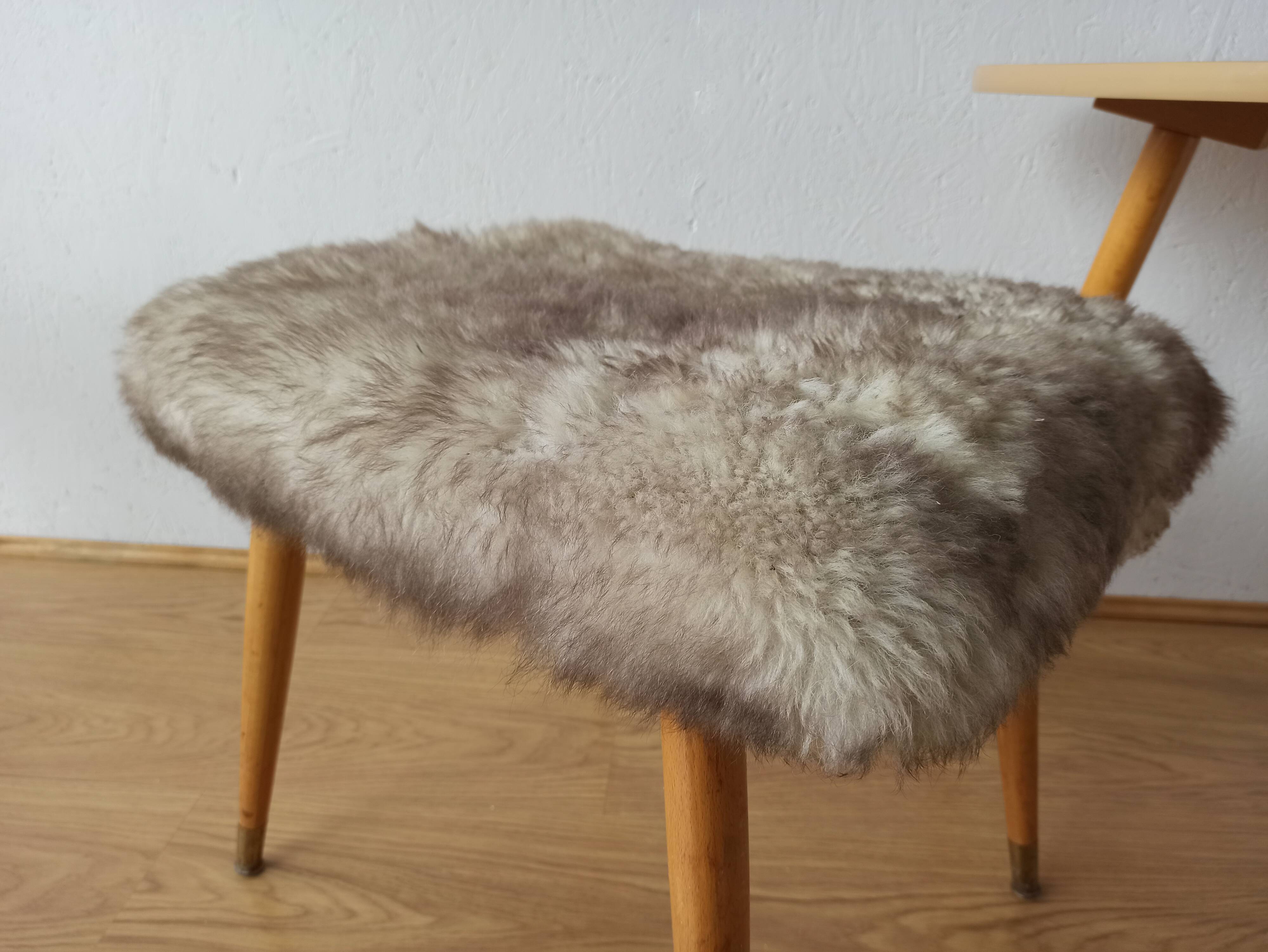 Design stool, furry fabric, 1960
