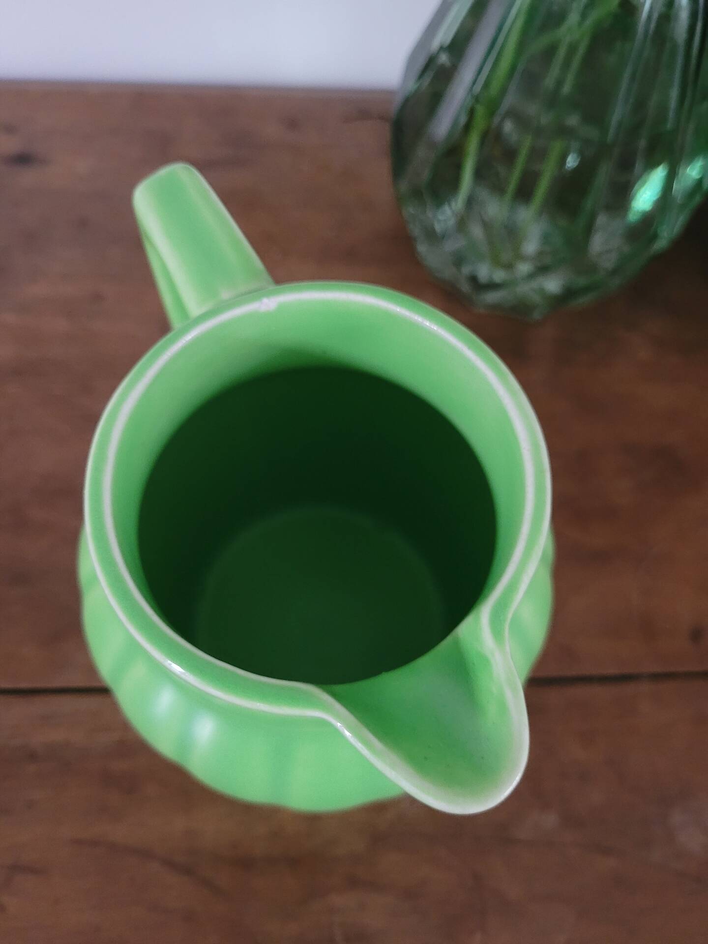 Green ceramic jug