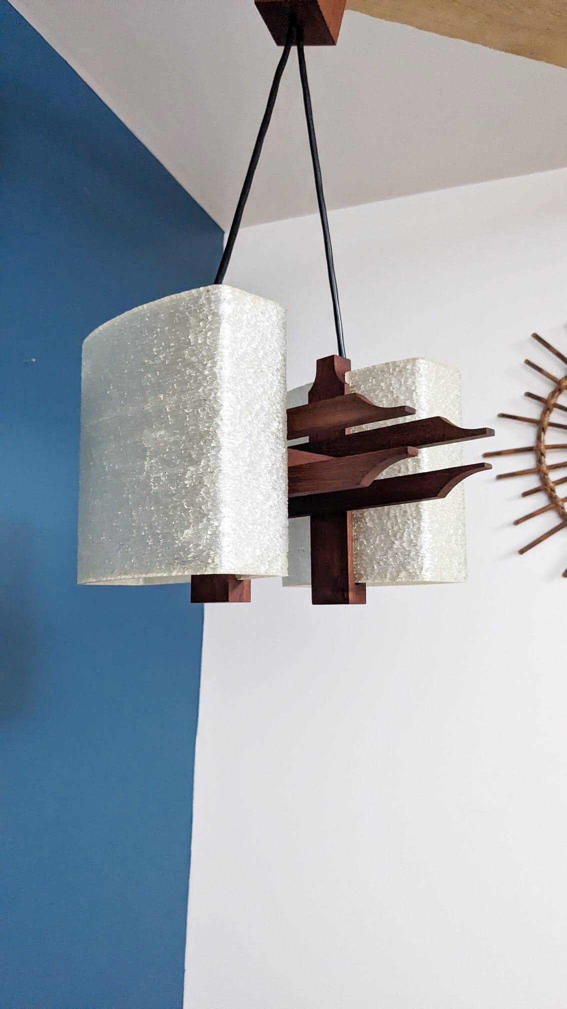 Suspension scandinave en teck années 60