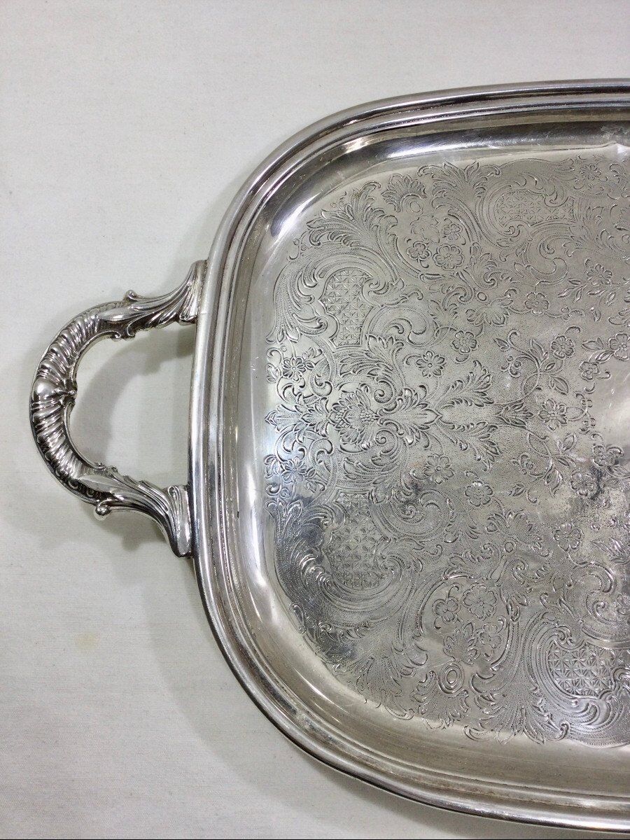Silver metal handle tray