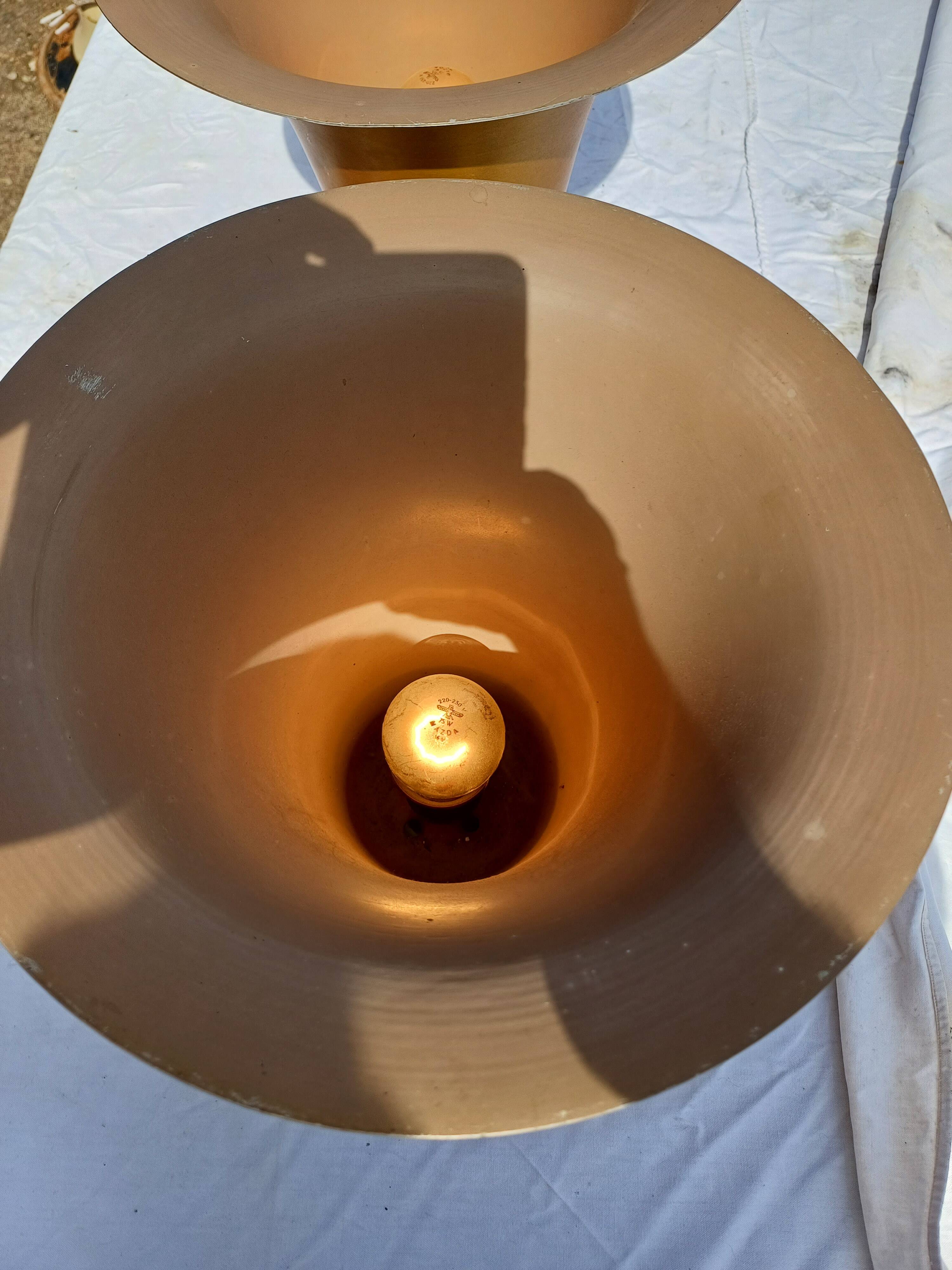 Pair of golden aluminum lamps from the 1960s