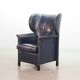 Wittmann Petrol Soft Leather Wing Chair Designed Model Aura  by Paolo Piva