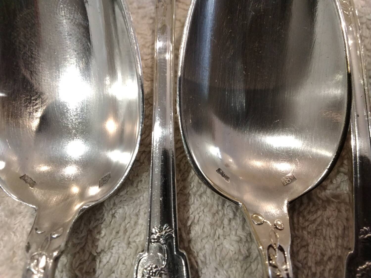 10 cuilleres a cafe metal argente orfevre PG styleart nouveau fleurs