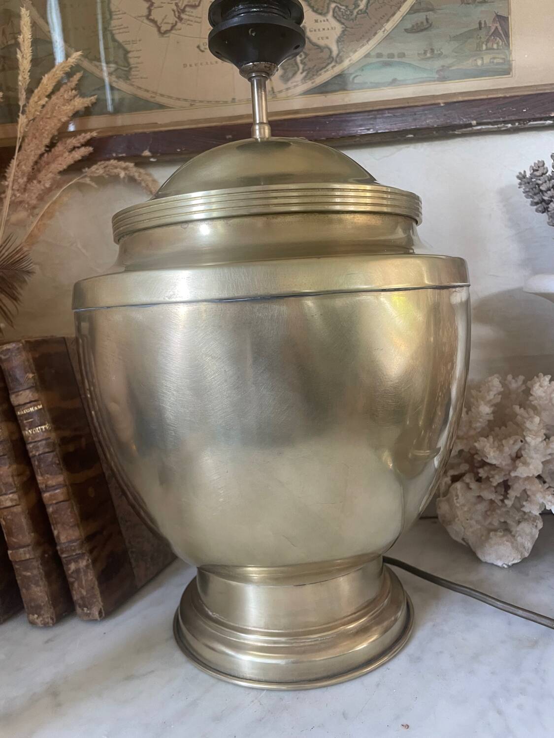 Vintage brass baluster lamp