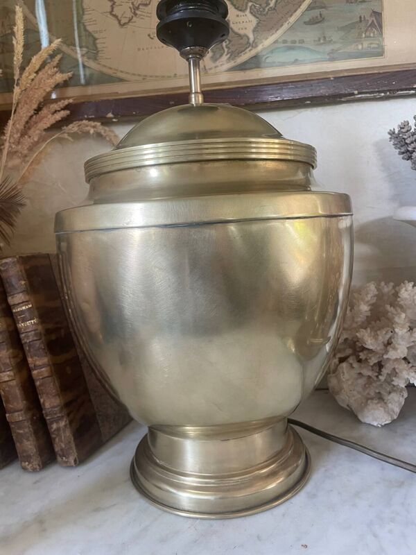 Pied de lampe balustre en laiton vintage