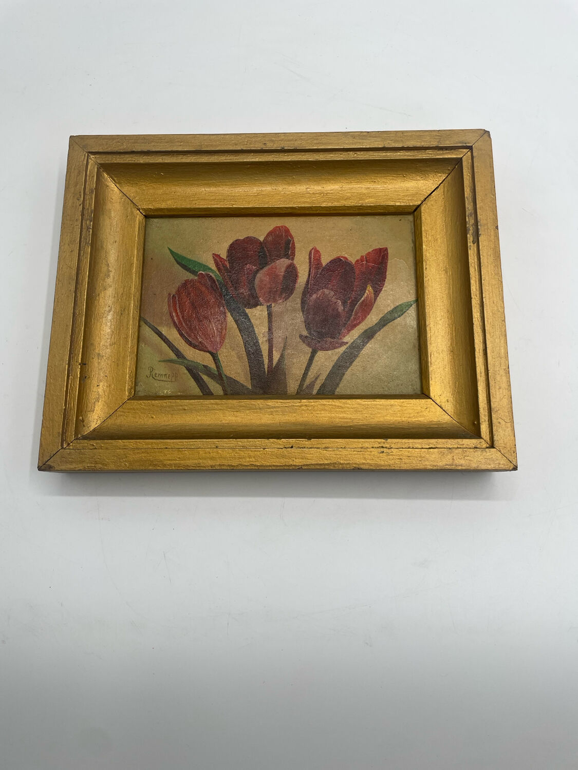 Painting, oil on canvas, flowers, tulips, signed.