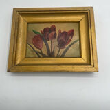 Painting, oil on canvas, flowers, tulips, signed.