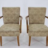 1940s Pair of Oak Armchair , Czechoslovakia