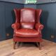Large English sheepskin wingback armchair - Wingback chair - Arm chair