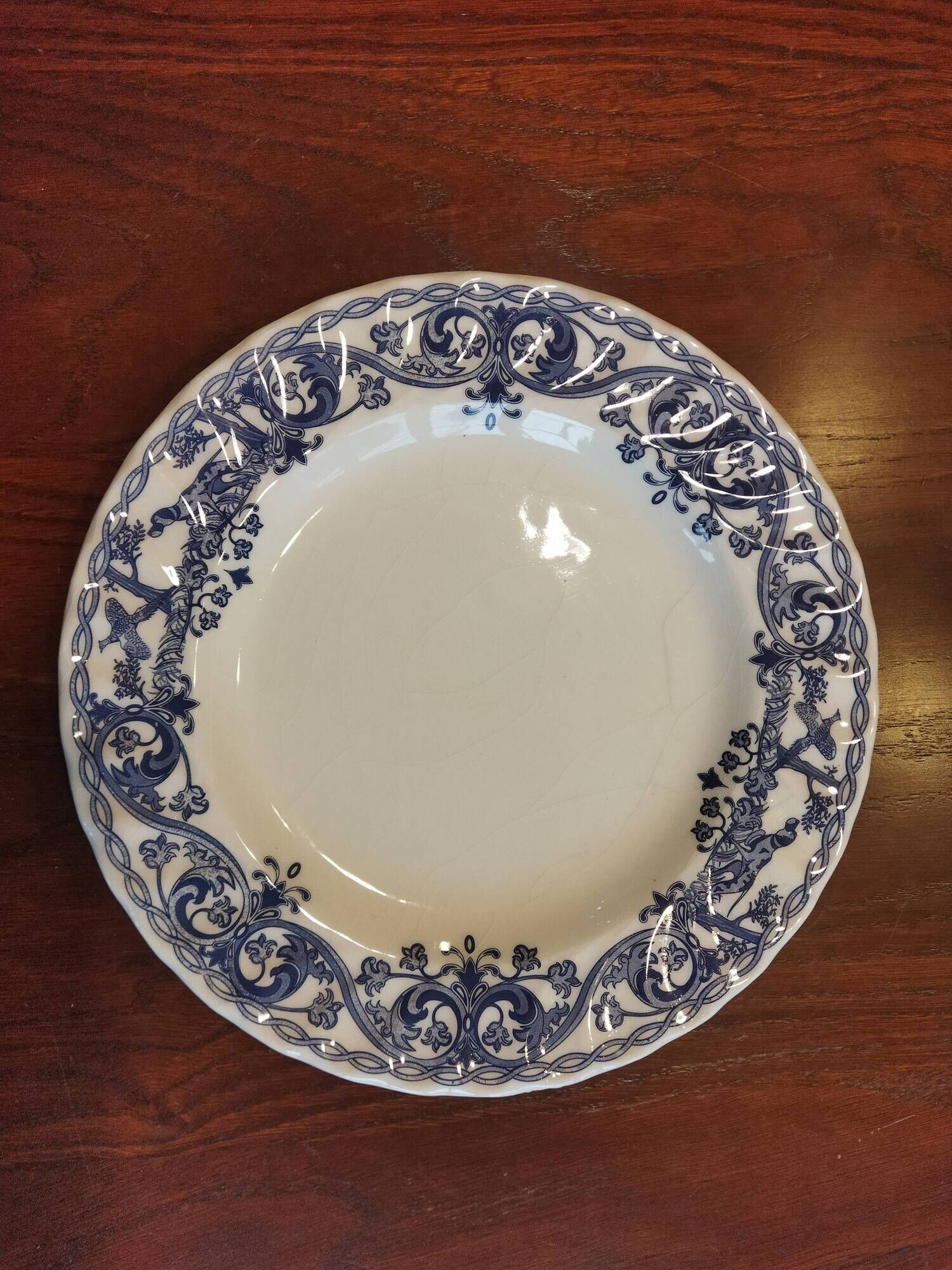 8 blue & white dinner plates (Royal Tudor Gien Lunéville Ceraminter)