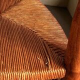 Pair of vintage armchairs in solid wood and straw – Georges Robert