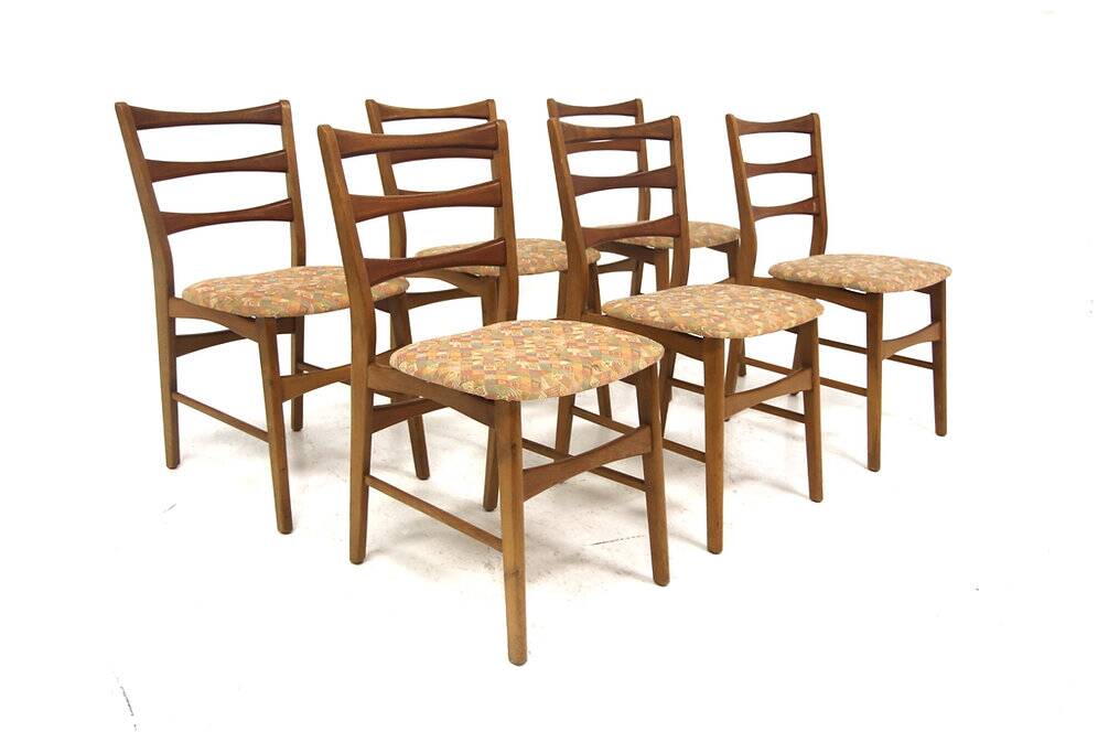 Set of 6 Scandinavian chairs in teak and oak, Sweden, 1960