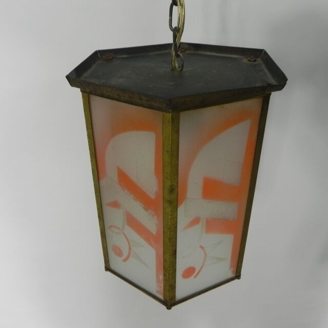 Art Deco hanging lamp with 6 glass plates