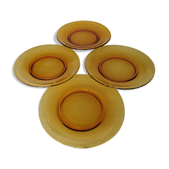 4 Vereco amber dessert plates