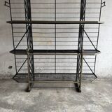 Large Black Powder-Coated Metal Industrial Baker's Rack — Three-Tier Display and Storage Unit, Brass Trim