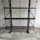 Large Black Powder-Coated Metal Industrial Baker's Rack — Three-Tier Display and Storage Unit, Brass Trim