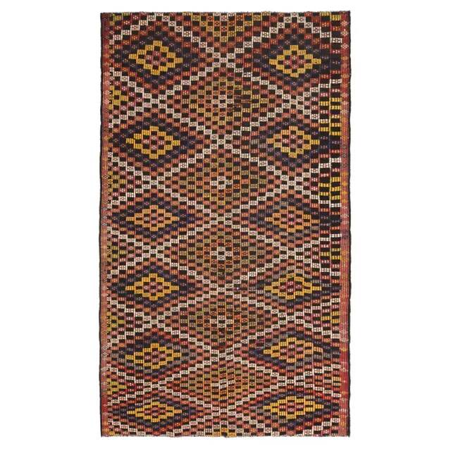 1970s Vintage Turkish Hand-Knotted Wool Cotton Brown Area Rug 176x309