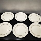 Set of 6 old flat plates with silver edging