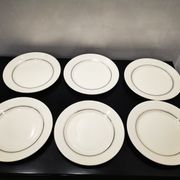 Lot de 6 assiettes plates anciennes liseret argenté