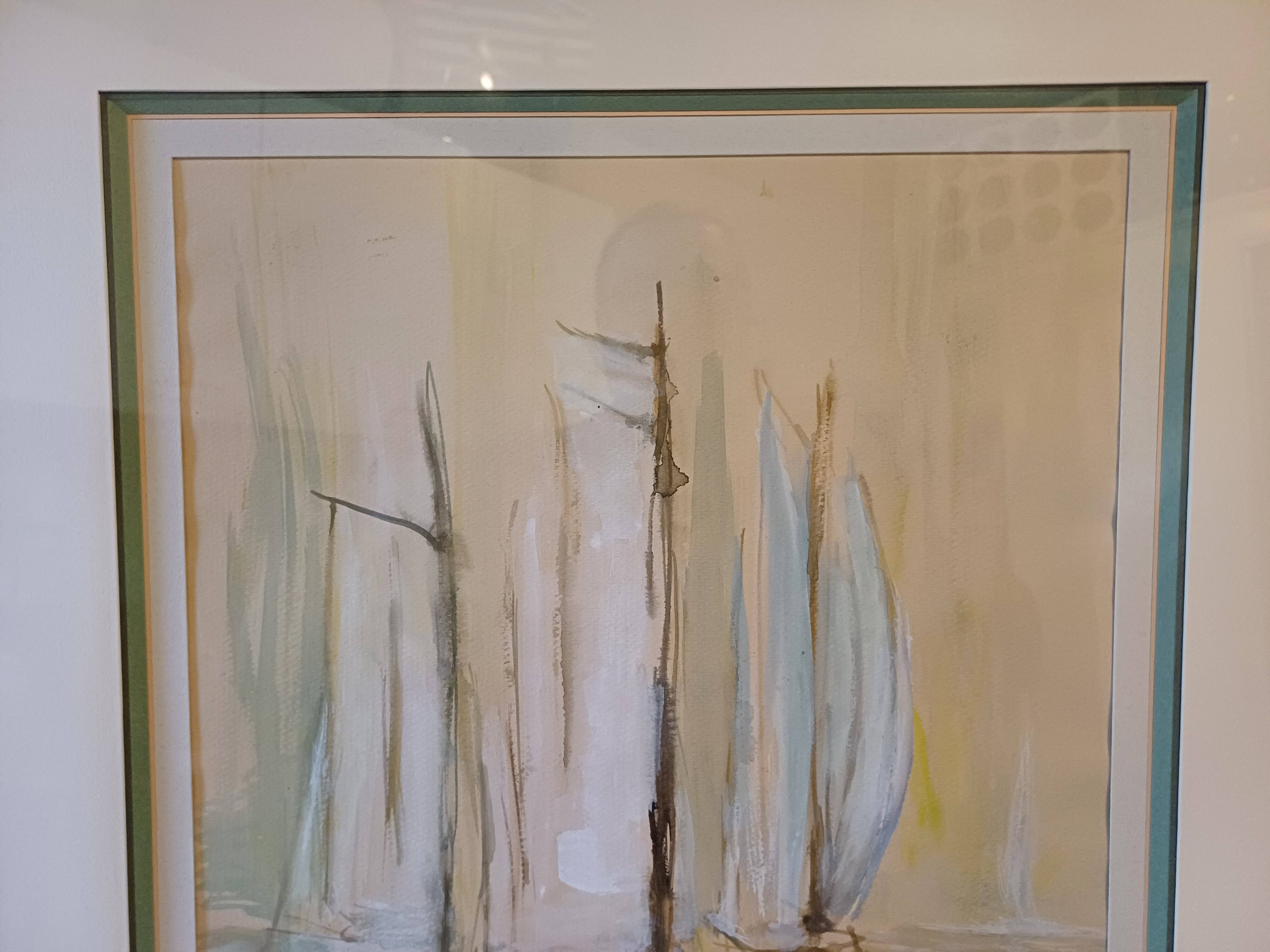 Marine Watercolor with 3 Boats