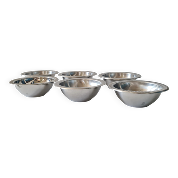 Lot de 6 petites coupes / ravières en inox vintage Lot de 6 petites coupes