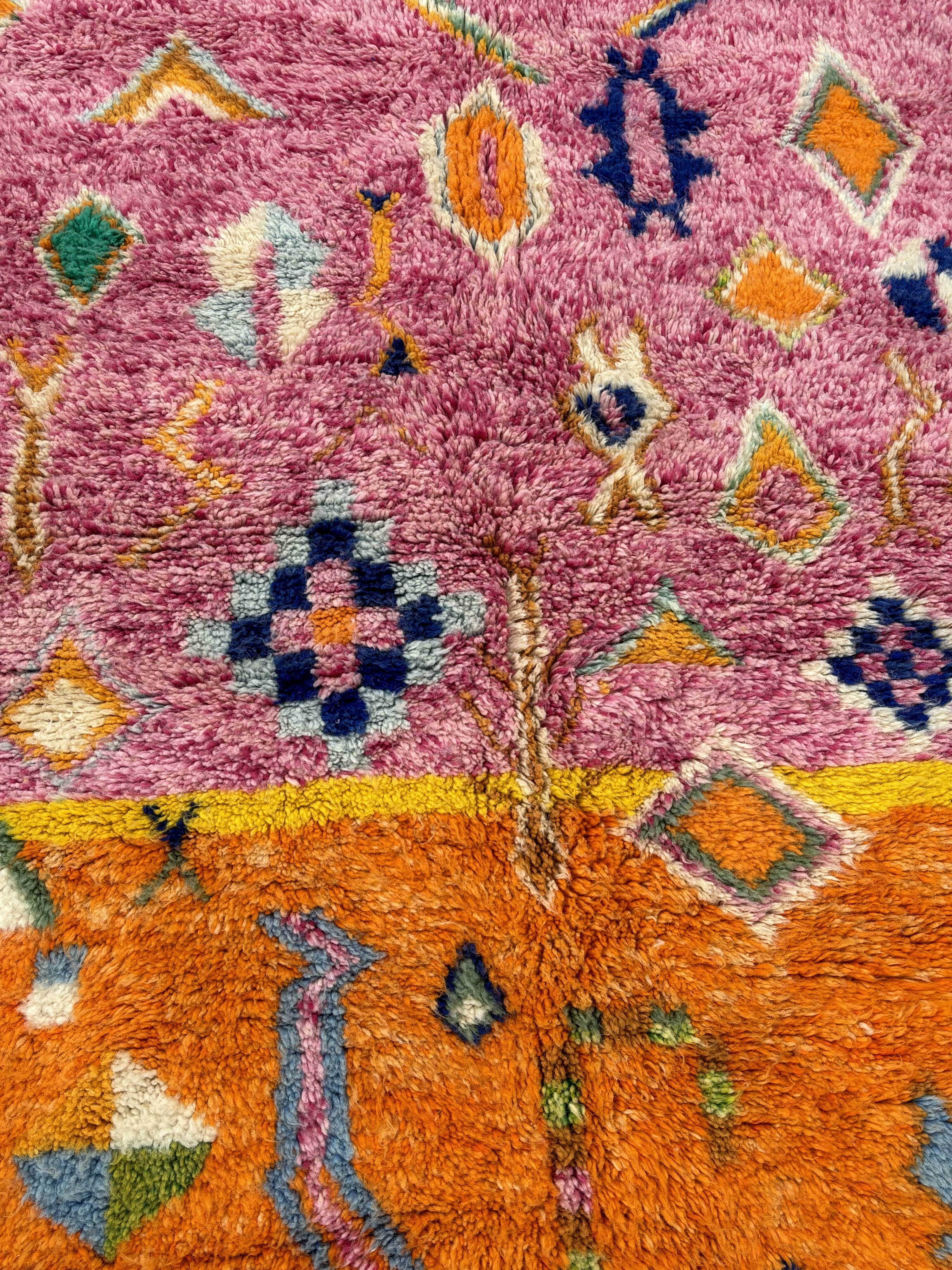 New M'rirt Berber rug in pink and orange wool – 150 × 200 cm