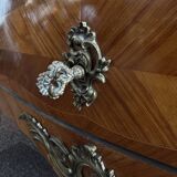 Bordeaux inlaid chest of drawers with marble and bronze ornament