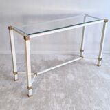 Iconic white console with designer spacer, signed Pierre Vandel Paris