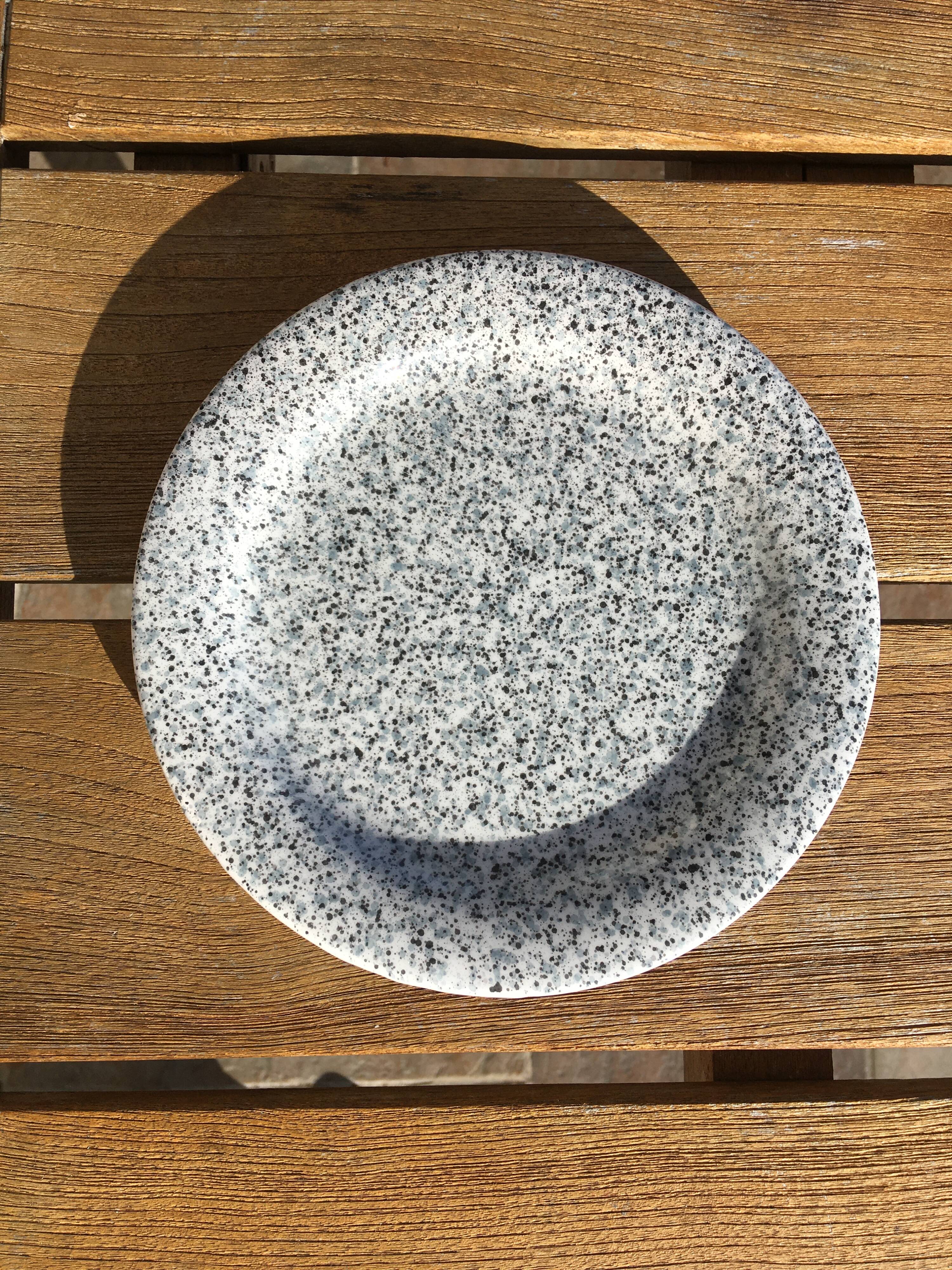 Speckled dessert plates blue gray Quadrifoglio