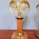 Pair of wooden and blown glass lamps, Honsel Leuchten, 1970s