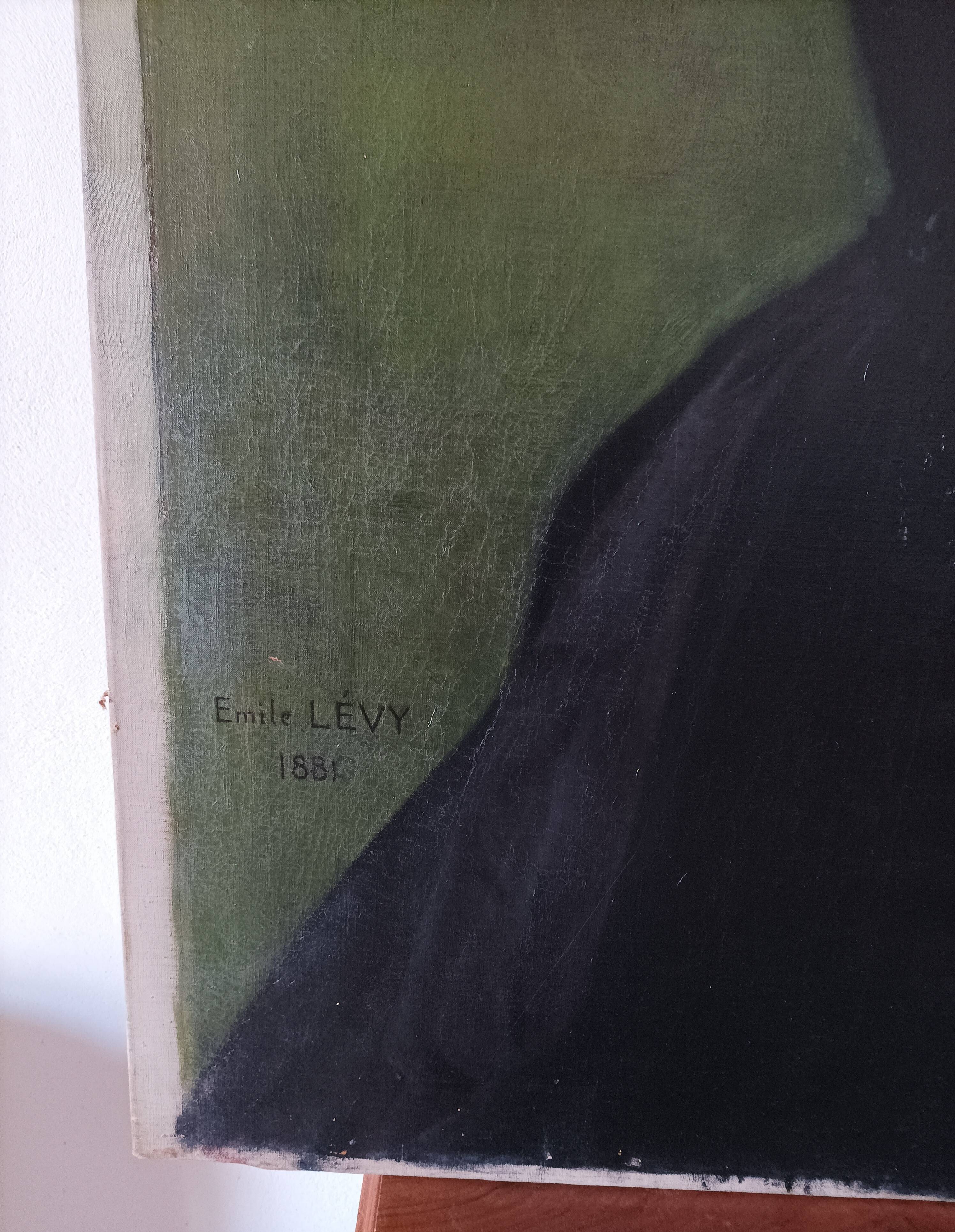 Emile levy (1826-1890) oil on canvas portrait of a woman