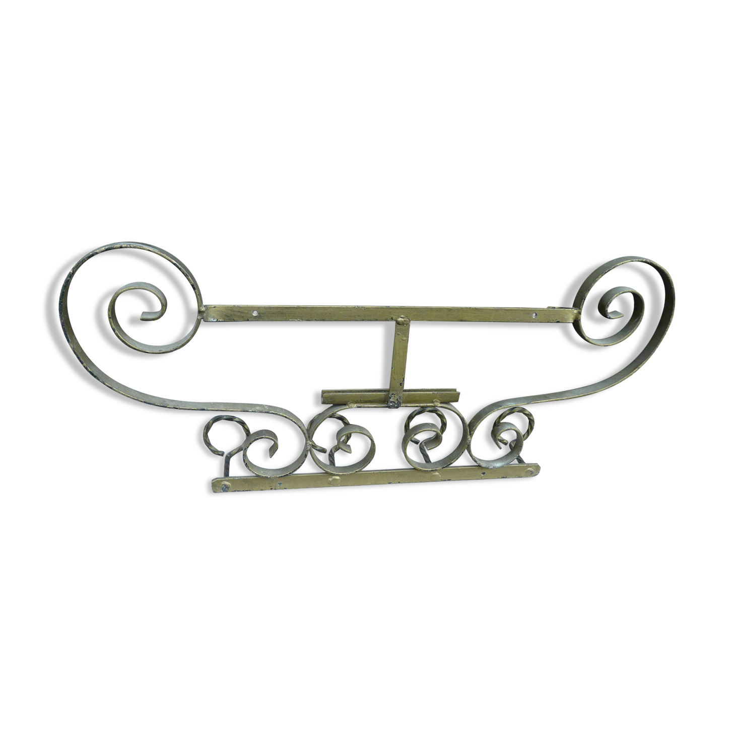 Wall mounted wrought iron coat rack from the 1970s