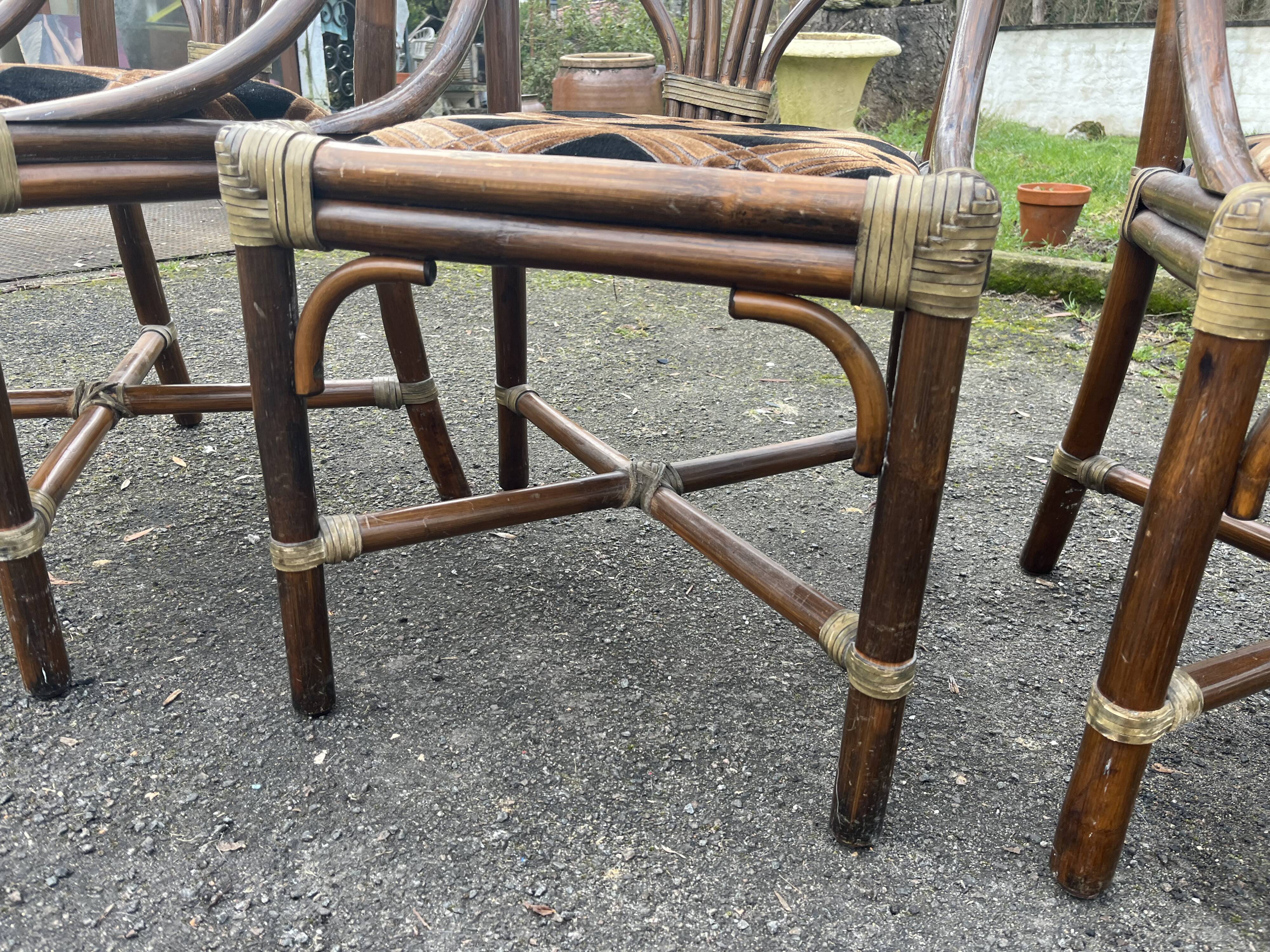 Set of 3 rattan armchair chairs